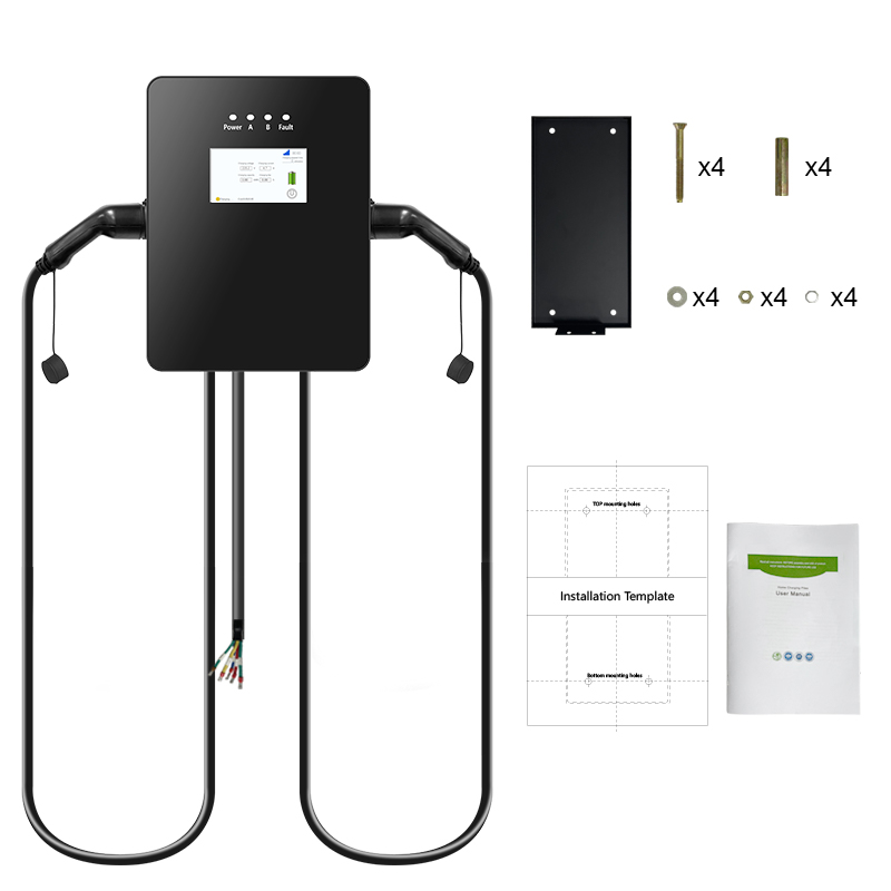 Nouveauté chargeur EV 2*7KW/2*11KW/2*22KW, Station de chargeur EV avec Double prise