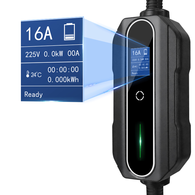 Mode2-Type1 Plugs Chargeur EV portable avec écran LCD 6-16A Courant réglable 