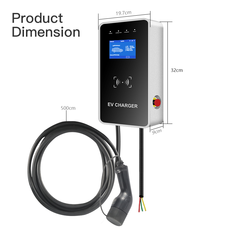 Chargeur EV 22KW mural avec logo OEM, station de charge EV avec prises simples de Type2.