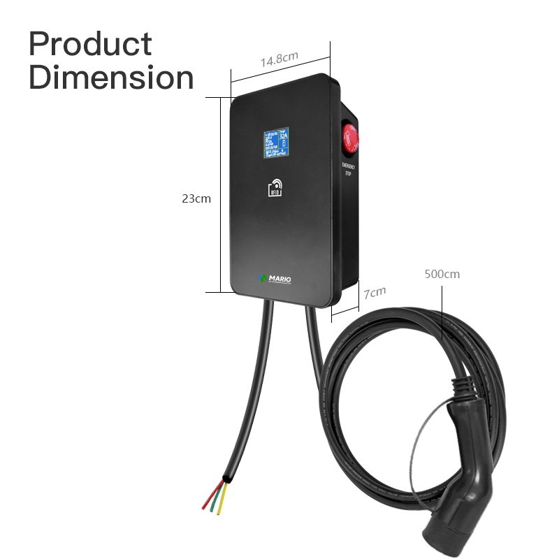 Nouveau design Wallbox Type2 chargeur ev 32A chargeur monophasé 7kw ev 